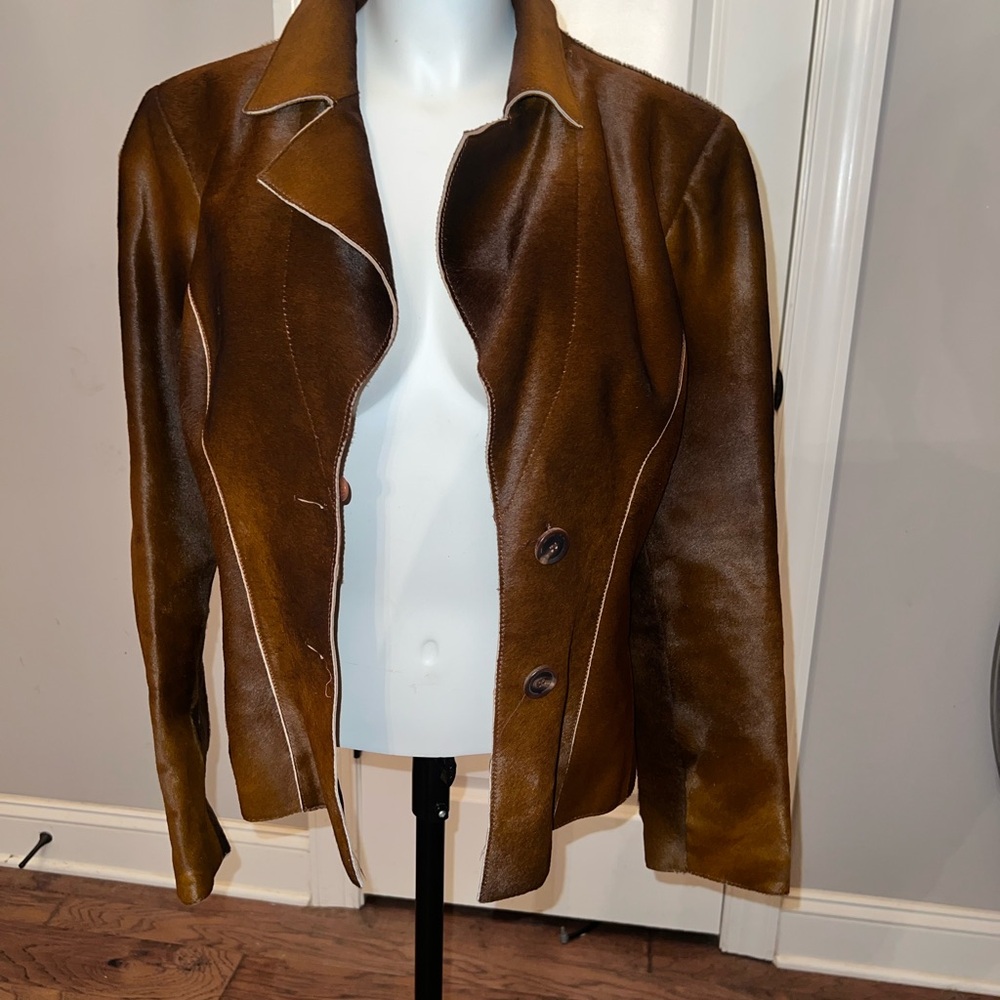 ARTICO Hair-on-Hide Brown Leather Jacket